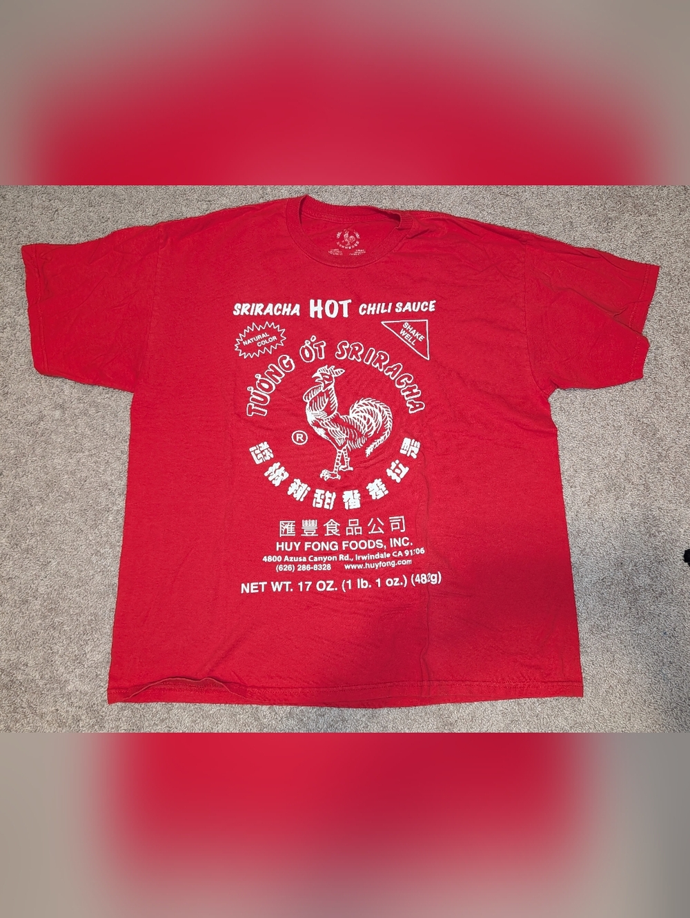 Fruit of the Loom Red Sriracha Graphic Short Sleeve Tee